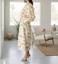 CIEBON Lenny Embroidered Bubble Hem Top in beige - women's long sleeve top - alternate view