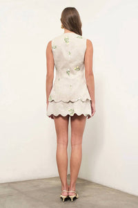 Maude Club - Willow Linen Scalloped Vest Top