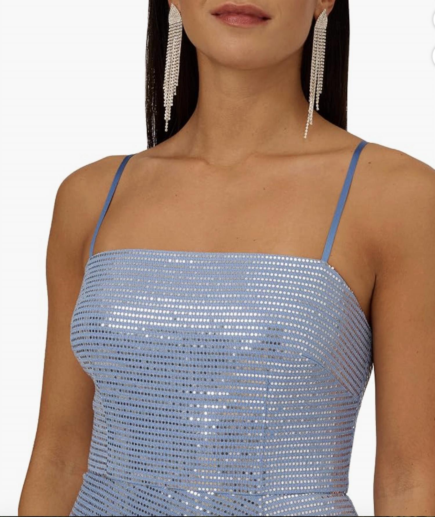Aidan Mattox - METALLIC KNIT ROUCHED DRESS