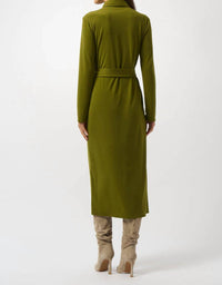 Joseph Ribkoff Collared Front Button Closure Long Sleeves Shirt Dress in artichoke - women's dress - detail view