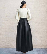 SACHIN & BABI Zoe Mikado Ball Skirt Dress in ivory black - women's dress - detail view