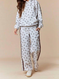 Peach Love - Floral Printed Fleece Hoodie