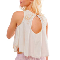 Free People Women's Fun And Flirty Embroidered Top in ivory combo - women's tank top - detail view