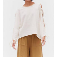 Grade & Gather - Open Tie Sleeves Gauze Top