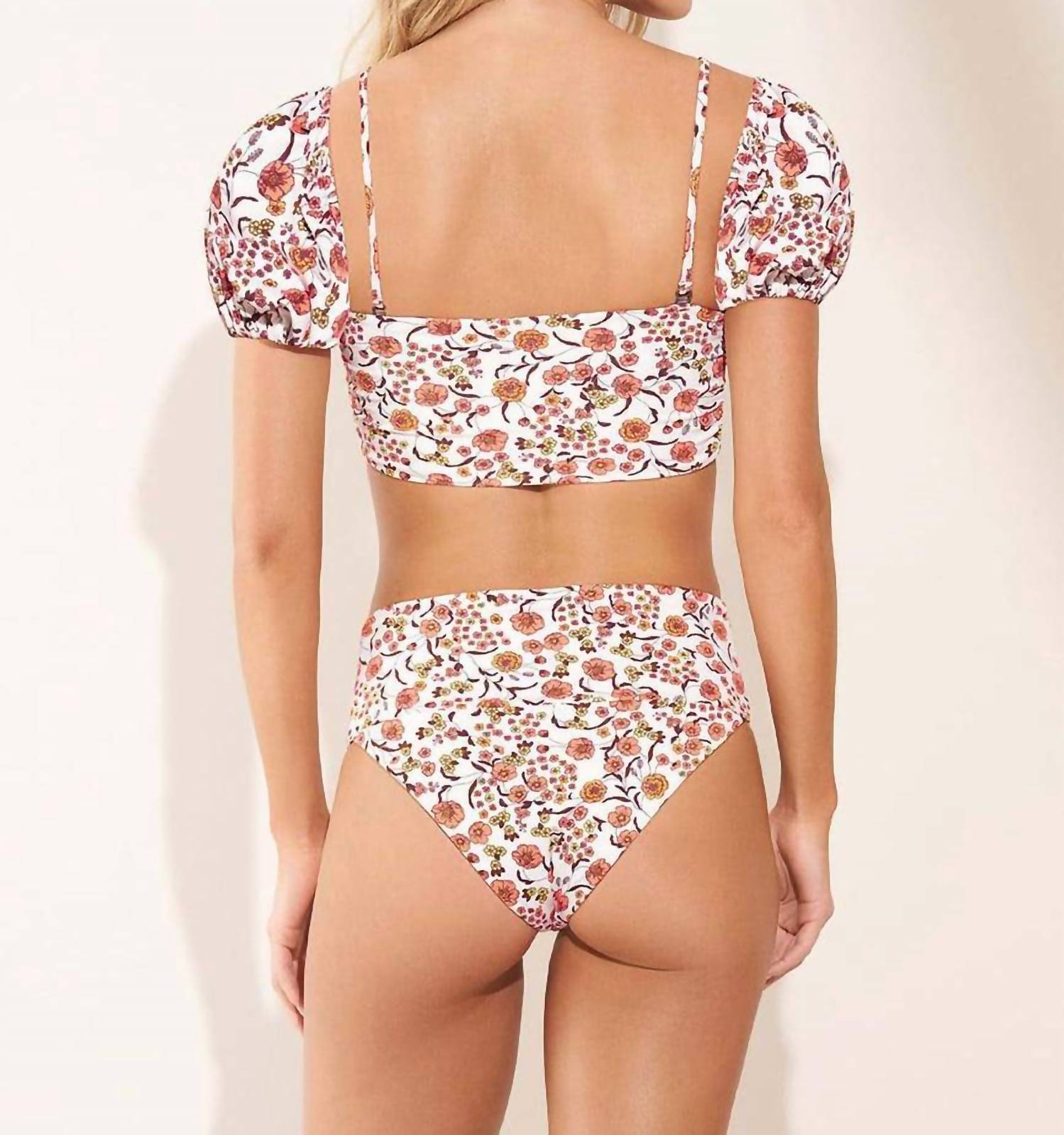 MAAJI Wild Flower Veronica High Rise Bottoms in white - women's swimwear - detail view