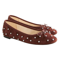J.Crew J. Crew Suede Round Toe Andi Ballet W Studs Warmed Walnut Us W9 Cm926 in brown - women's flats