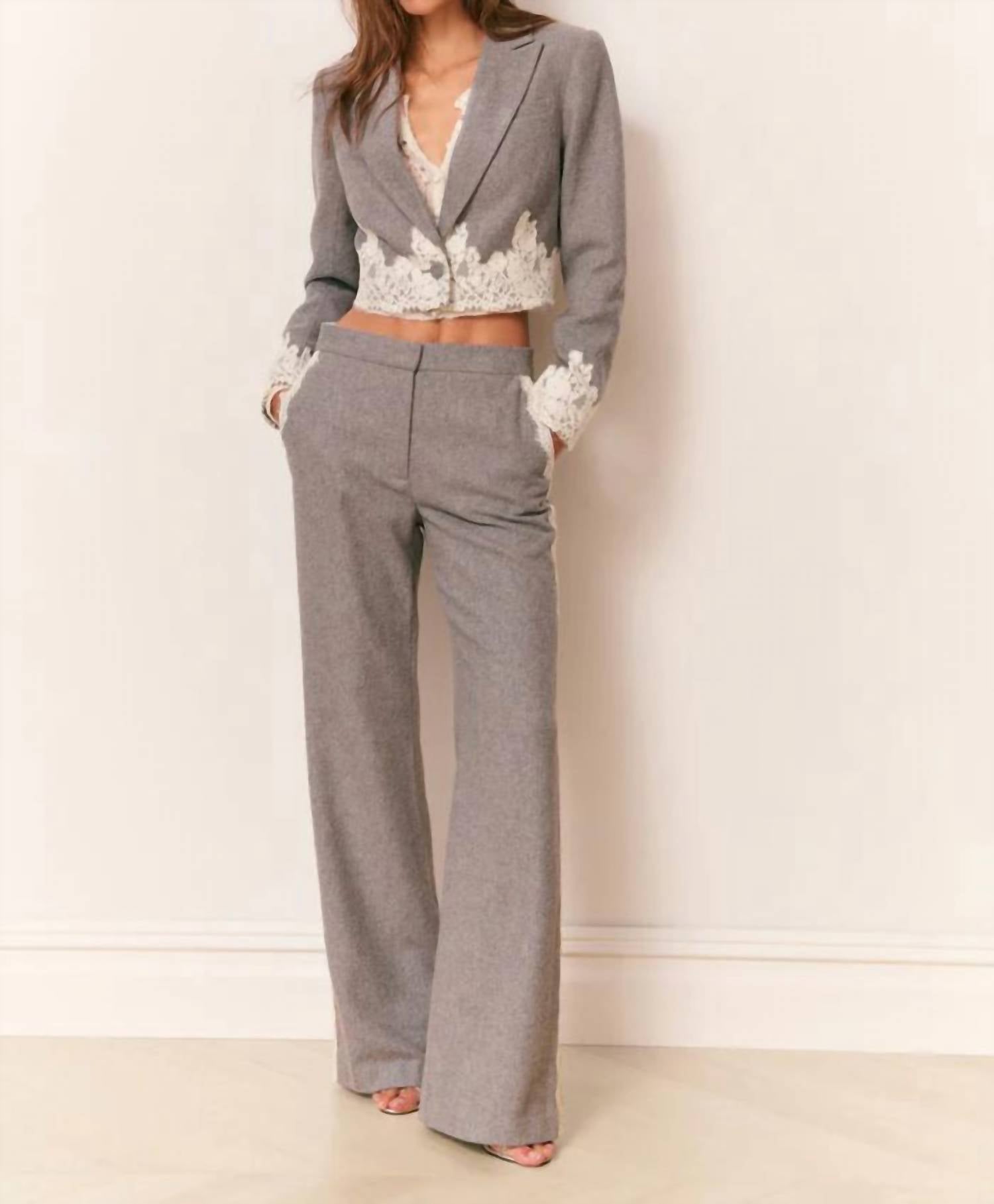 Loveshackfancy - Icarus Cropped Lace Trimmed Blazer