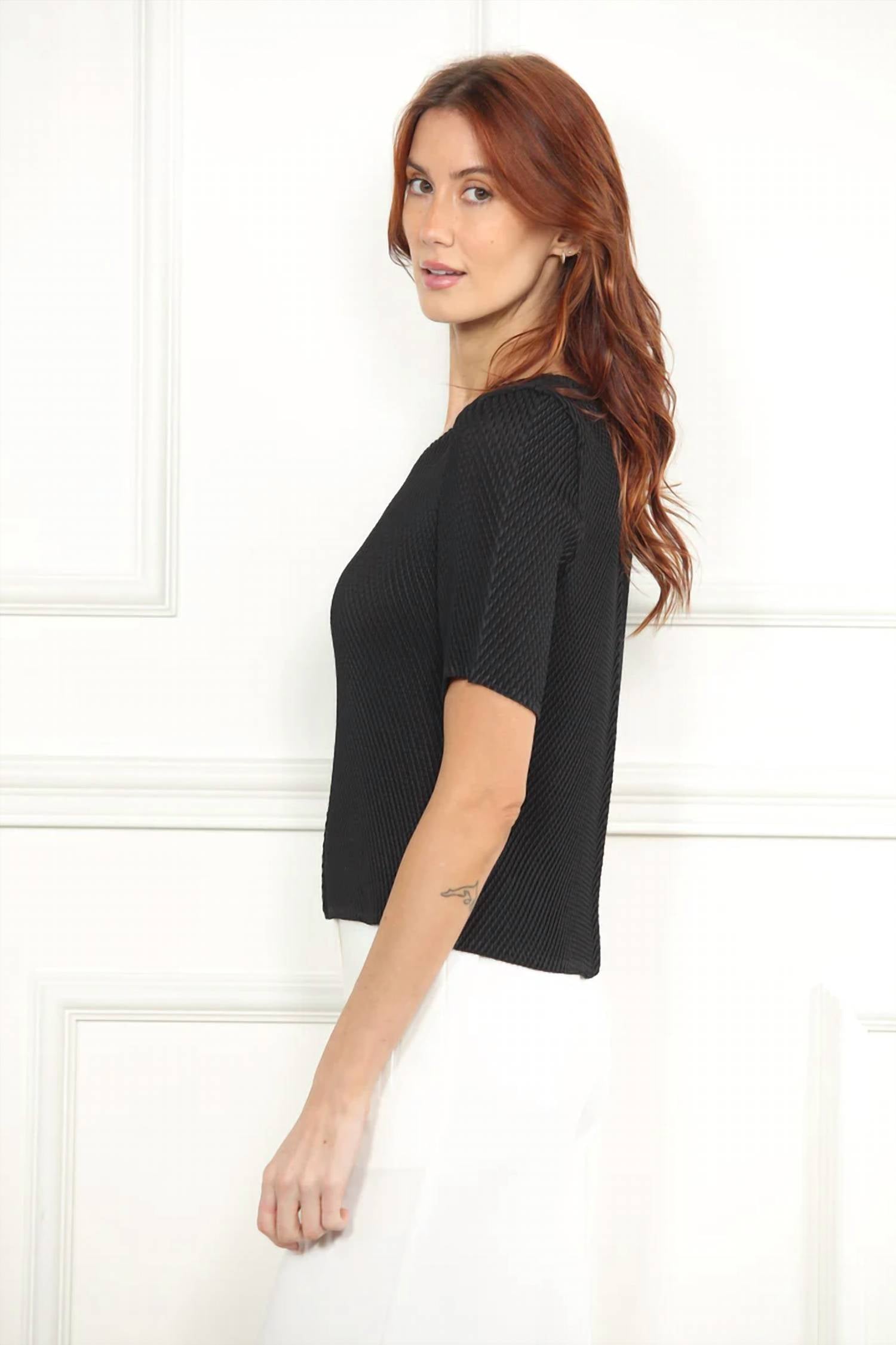 Zero Degrees Celsius - Short Sleeve Pleated Top