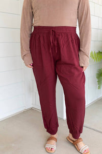 ee:some Cozy And Comfy Pull-on Joggers - Plus in burgundy - women's pants
