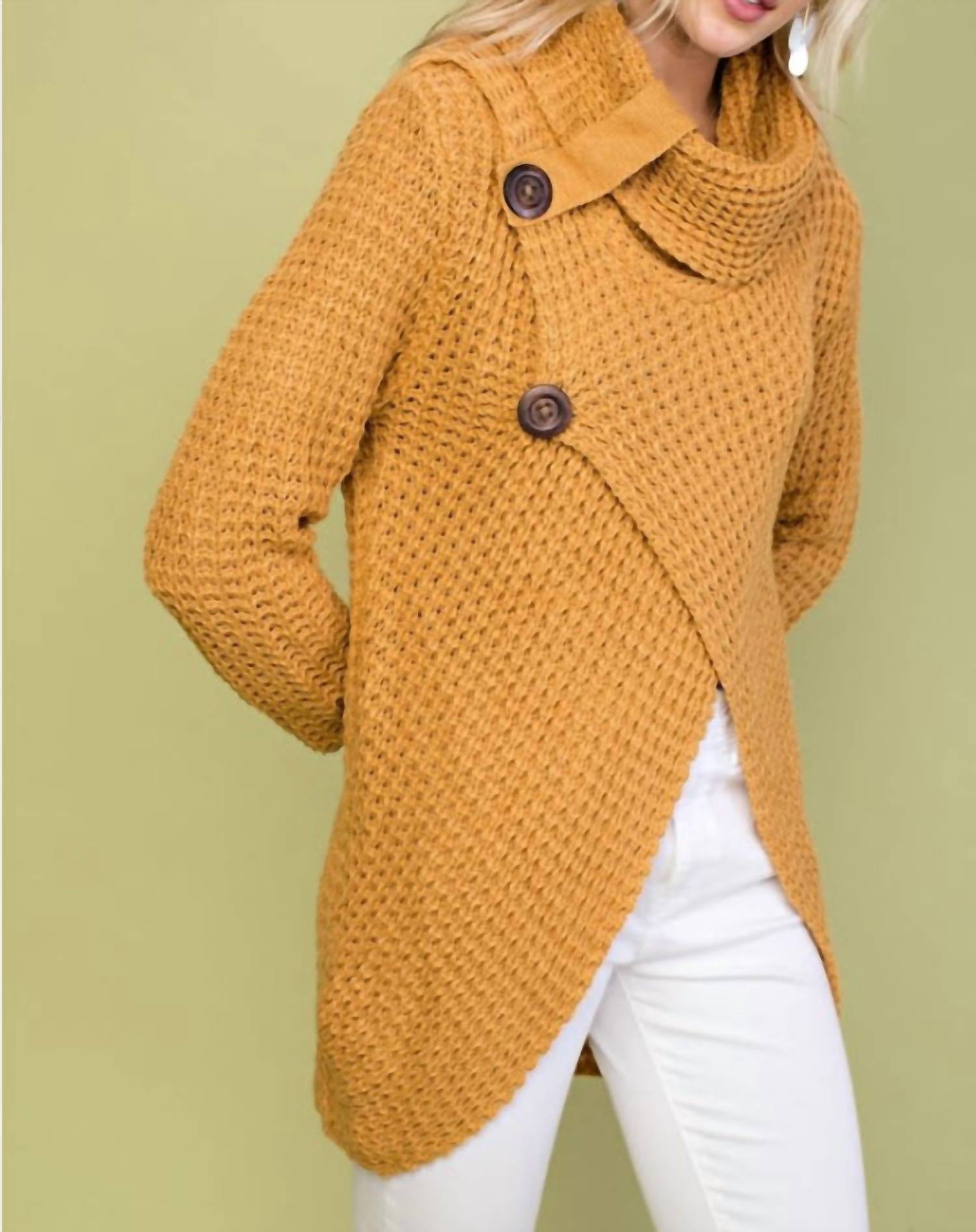 Main Strip - Cowl Neck Asymmetric Wrap Sweater