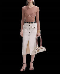 Self-Portrait - Ribbed Knit Wrap Top