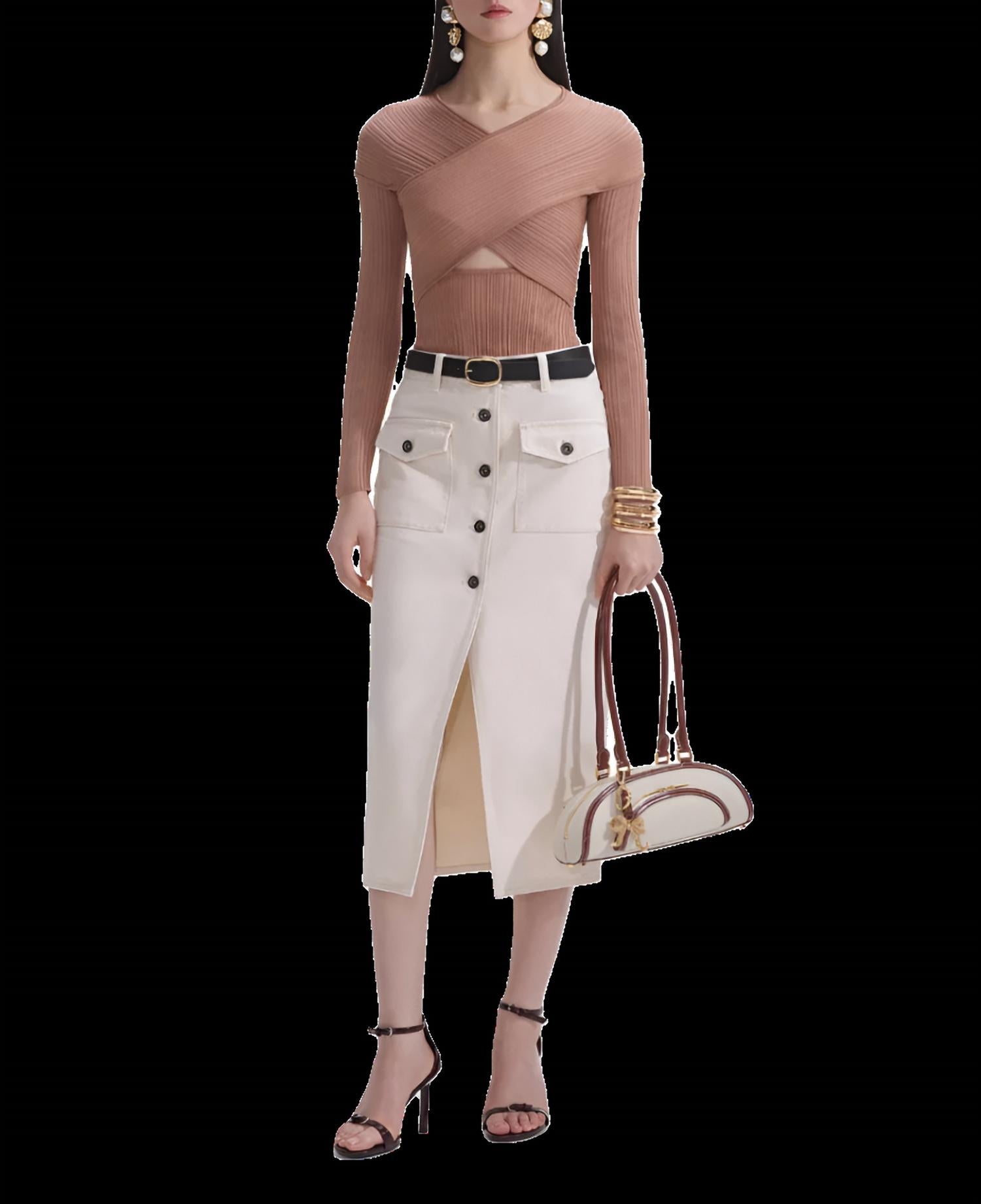 Self-Portrait - Ribbed Knit Wrap Top