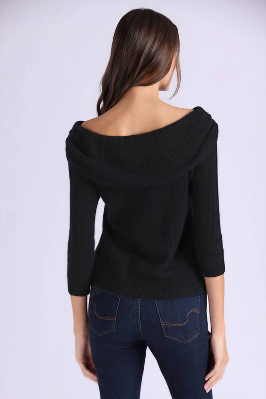 Minnie Rose - Cashmere Pointelle Off Shoulder Sweater With Tier