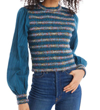 ALLISON NEW YORK GAYLE TRIM TOP in dark teal - women's blouse - alternate view
