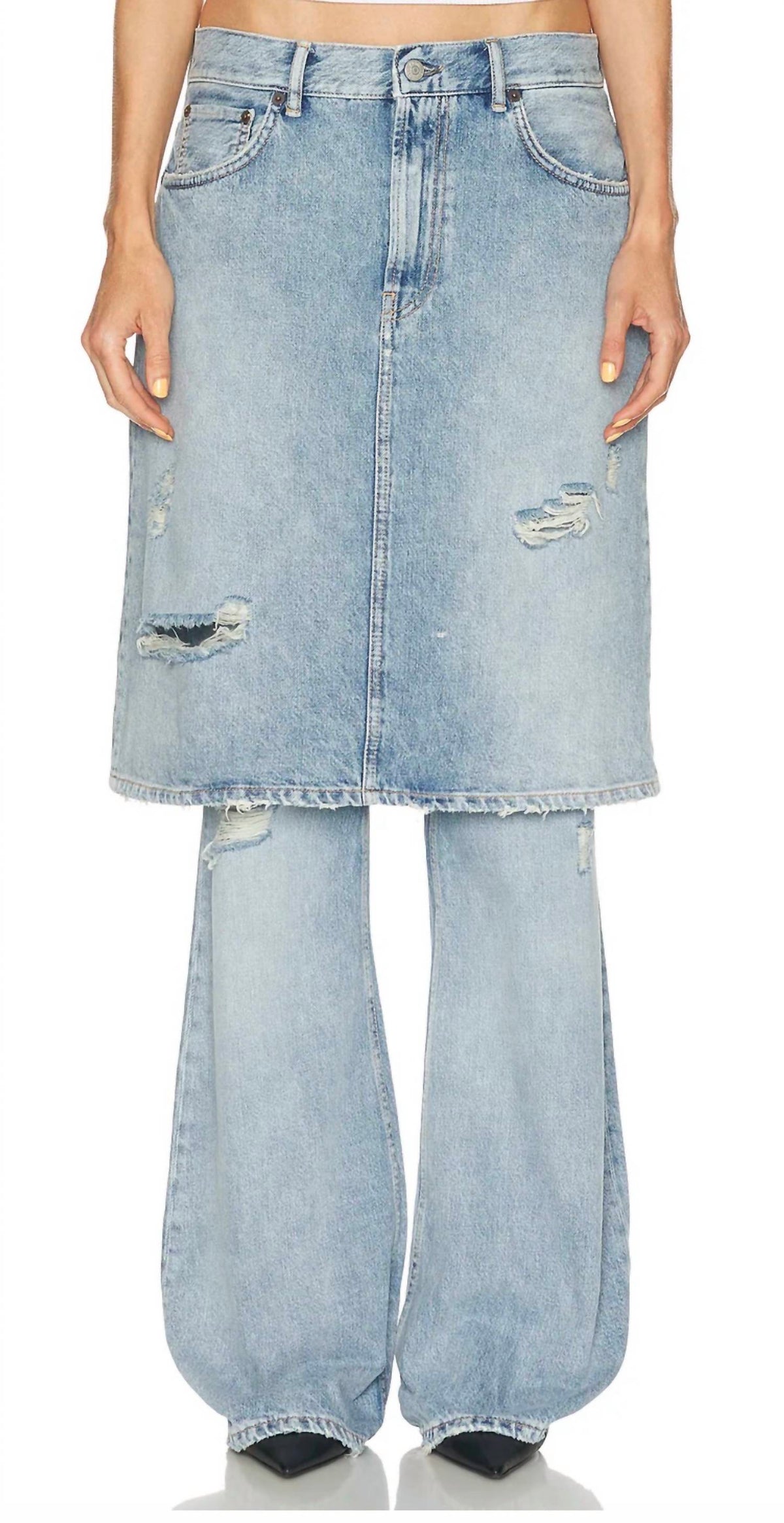 Acne Studios - Women's Distressed Layered Skirt Jeans