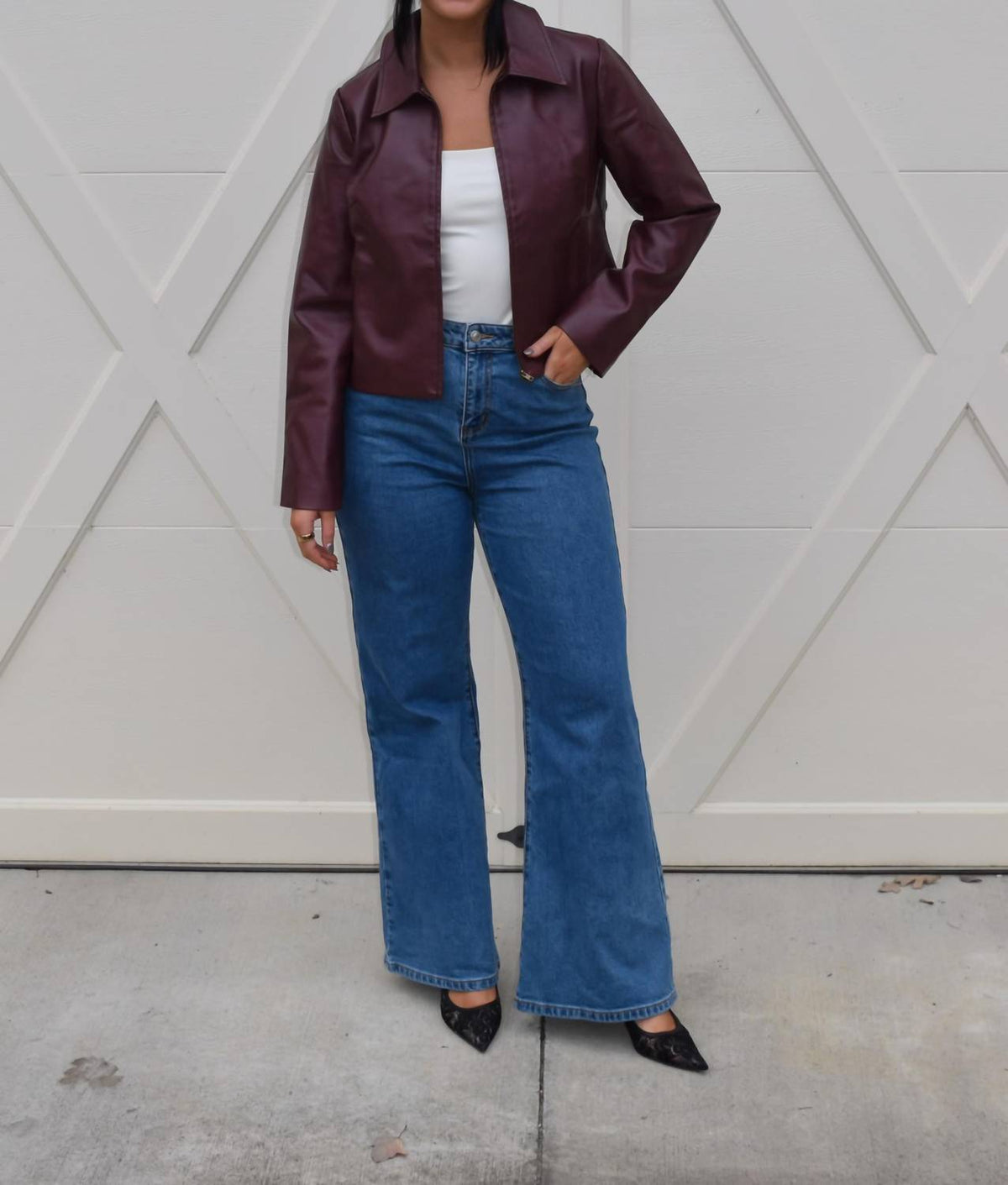Act Pretty - Washed Polyurethane Leather Jacket