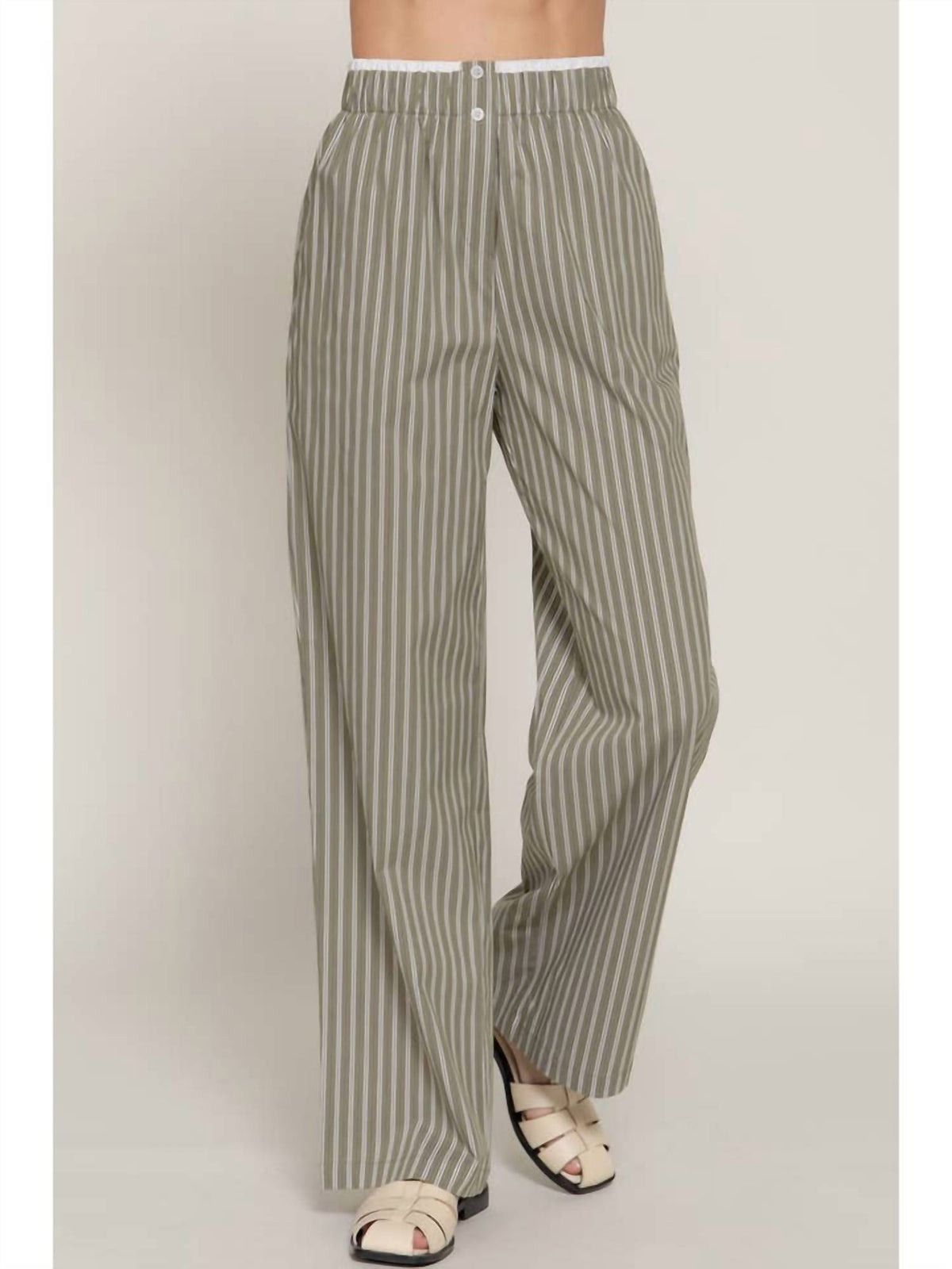 Active Basic - Contrast Waist Combo Boxer Straight Stripe Pants