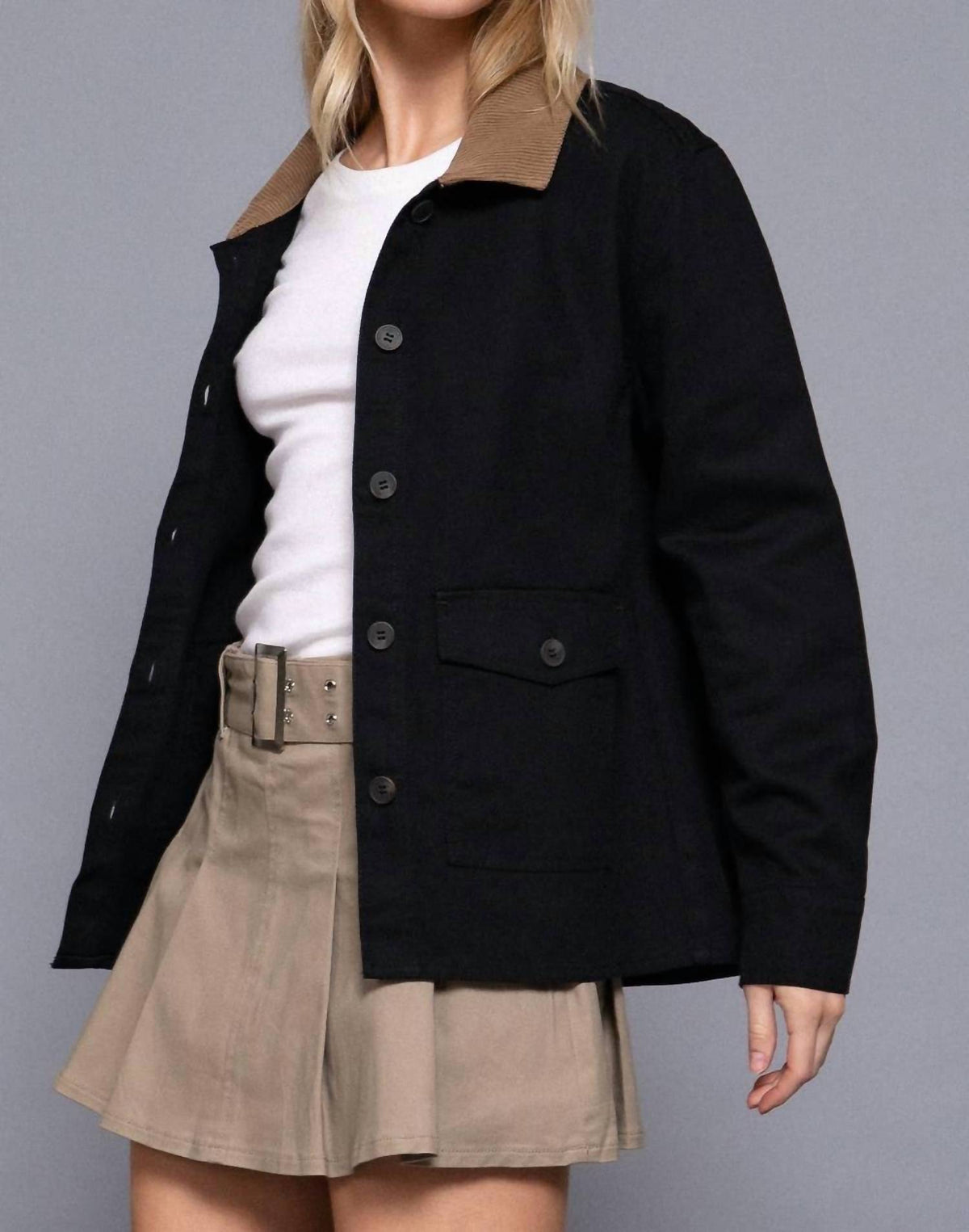 Active Basic - Corduroy Collar Twill Work Jacket