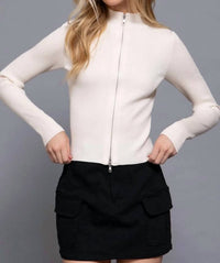 Active Basic - Long Sleeve Two Way Open Zipper Sweater