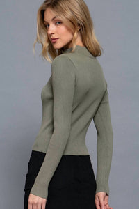 Active Basic - Long Sleeve Two Way Open Zipper Sweater