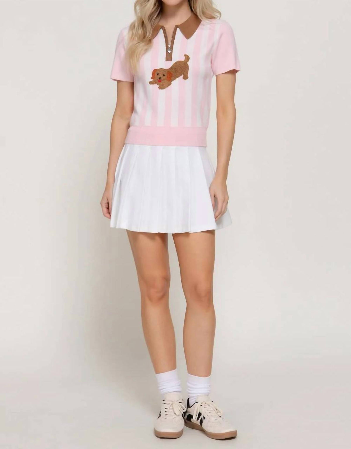 Active Basic - Short Sleeve Vertical Stripe Polo Top