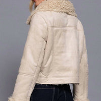 Active Basic - Suede Short Jacket With Faux Fur Lining