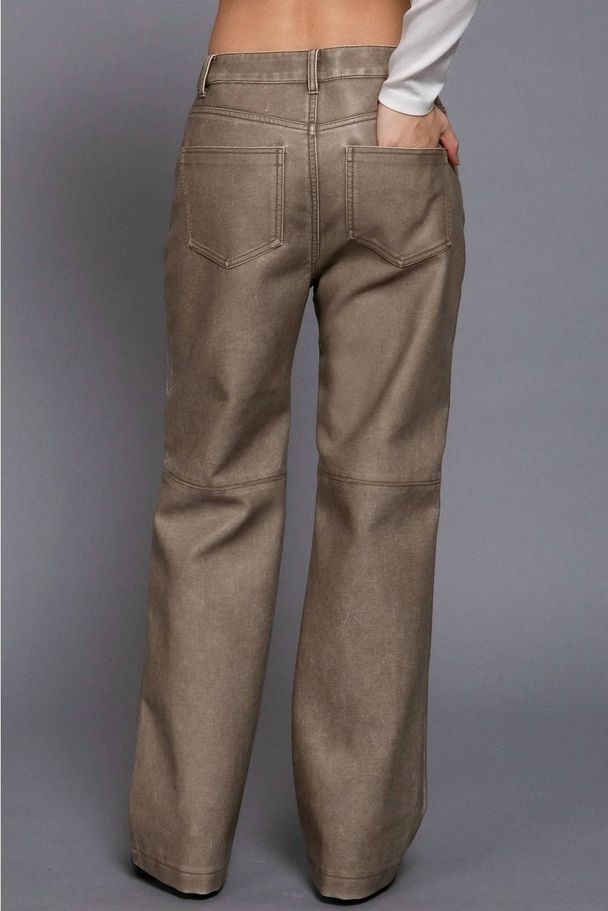 Active Basic - Washed Faux Leather Long Pants