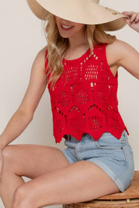 Active Basic - Women's Cotton Crochet Crop Tank Top
