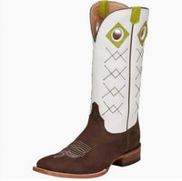 Justin Men's Latigo Cowhide Western Boot in white - men's boots - detail view