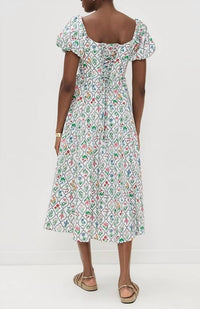 Moon River - Puff Sleeve Corset Midi Dress