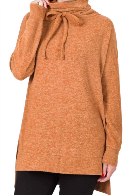 Zenana - Brushed Melange Funnel Neck Sweater