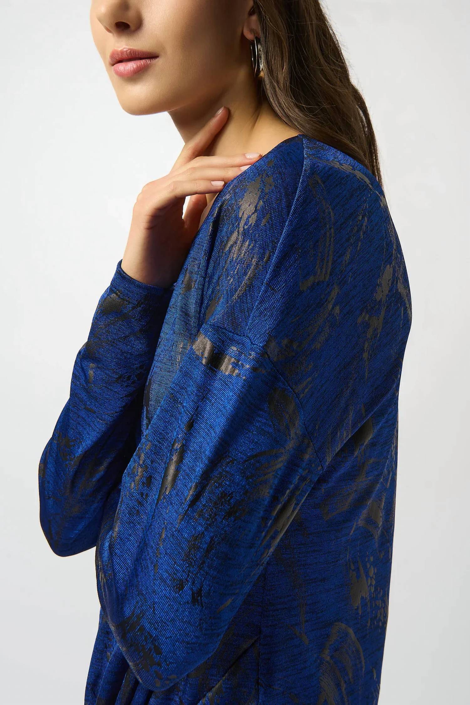 Joseph Ribkoff - Abstract Print Scoop Neck Long Sleeves Top