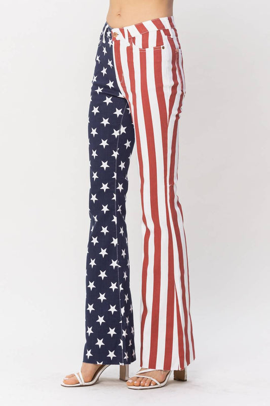 Judy Blue - High Waist American Flag Printed Flares Jeans