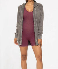 Mono B - Oversized Mineral-Washed Zip-Up Hooded Jacket