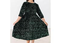 Mila & Rose Velvet Sequin Dress in hunter green - kids' dress