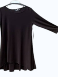 Sympli Women's Long Sleeve Arc Blouse in black - women's blouse - detail view