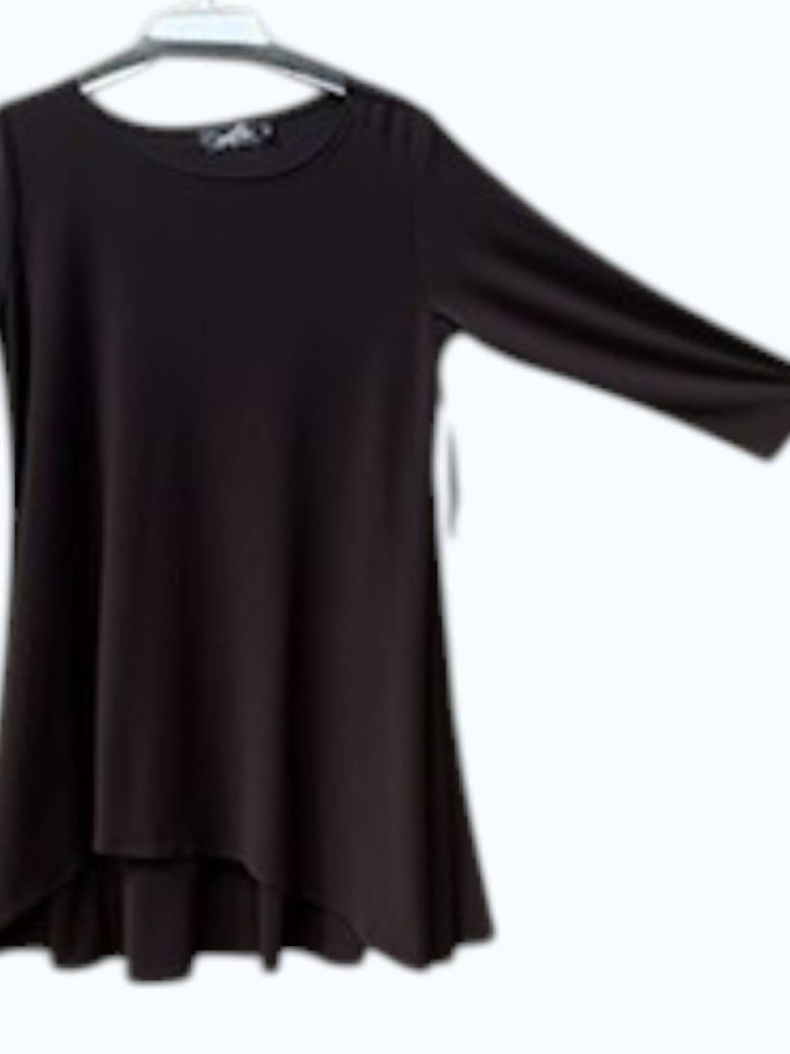 Sympli Women's Long Sleeve Arc Blouse in black - women's blouse - detail view