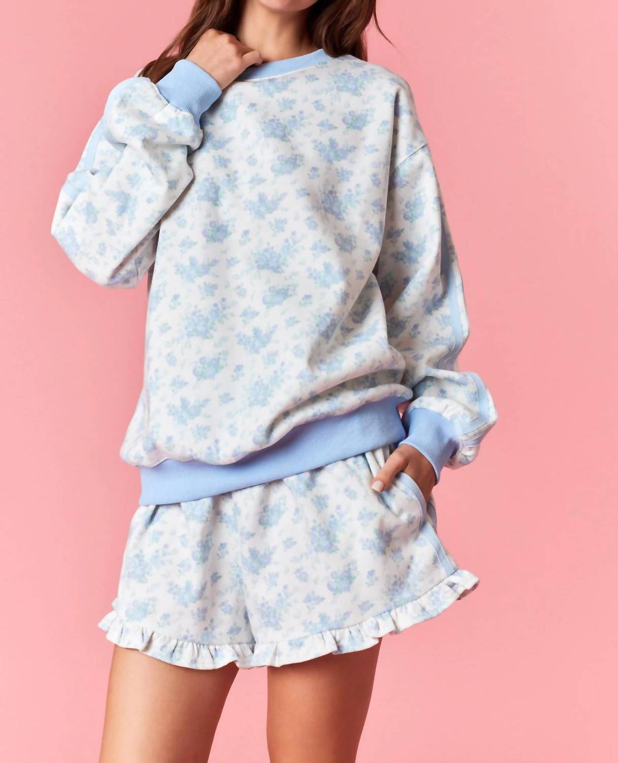 Peach Love - Soft Skies Floral Sweatshirt