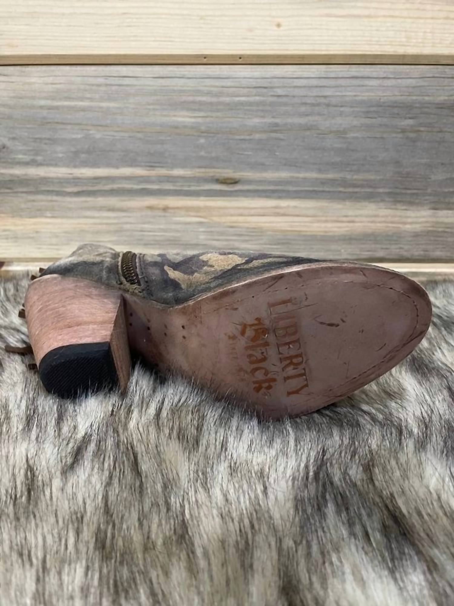 Concho Fringe Peep Toe Bootie