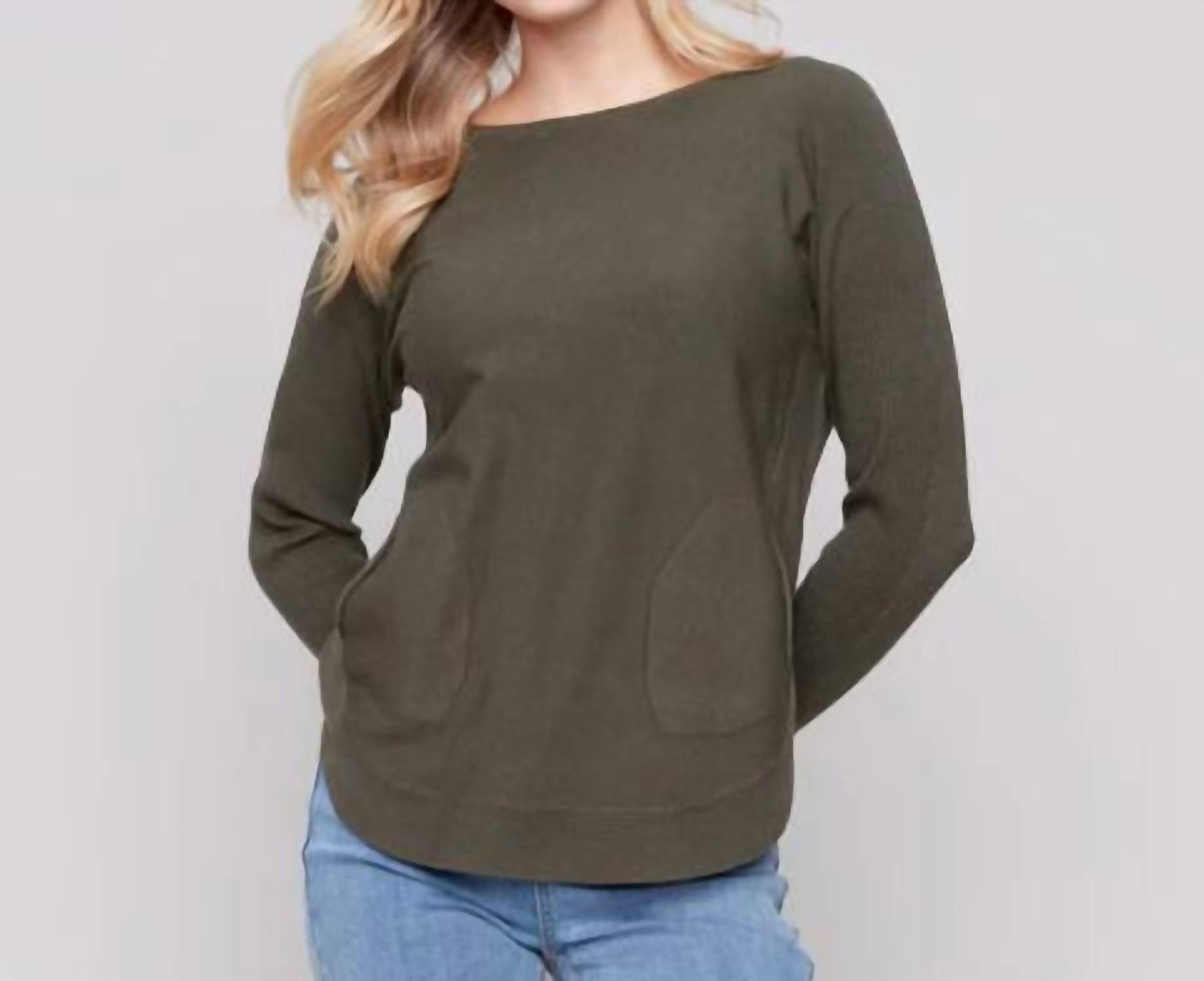 Charlie B - Knit Sweater With Back Detail Lace Up