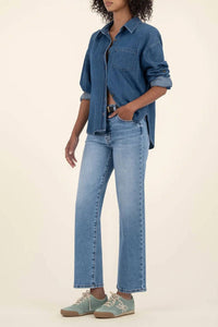 KUT FROM THE KLOTH Charlotte Straight Denim Jeans in medium wash - women's jeans - detail view