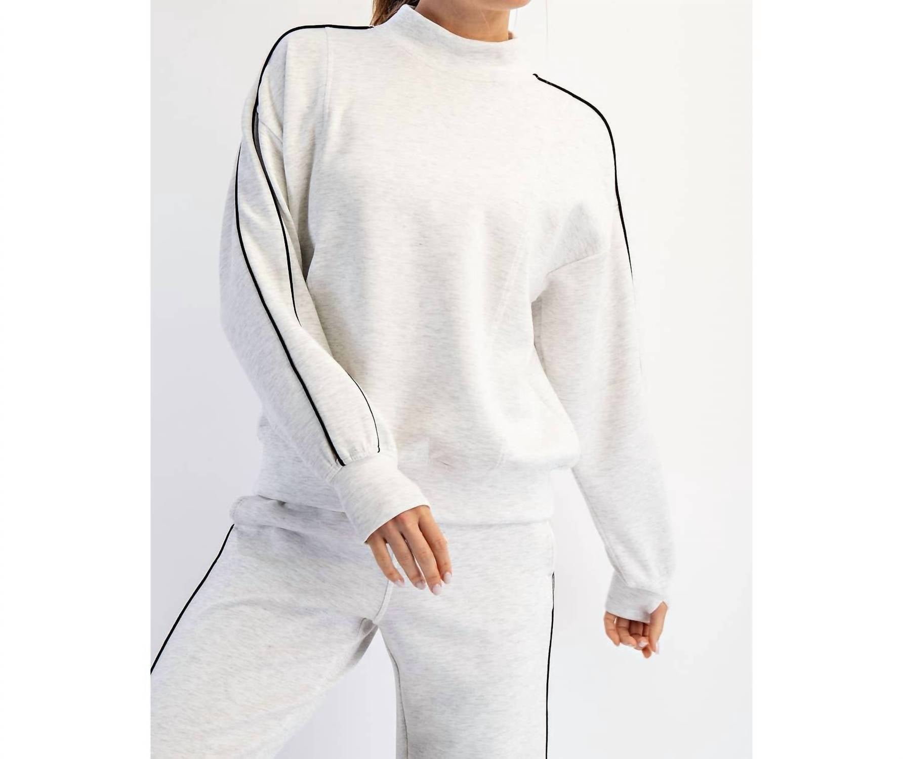 Rae Mode - Scuba Two Stripe Piping Mockneck Top