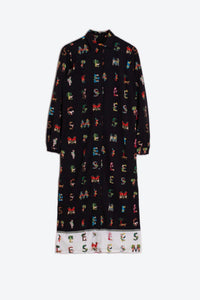 Vilagallo Women's Smile Shirt Midi Dress in black - women's dress