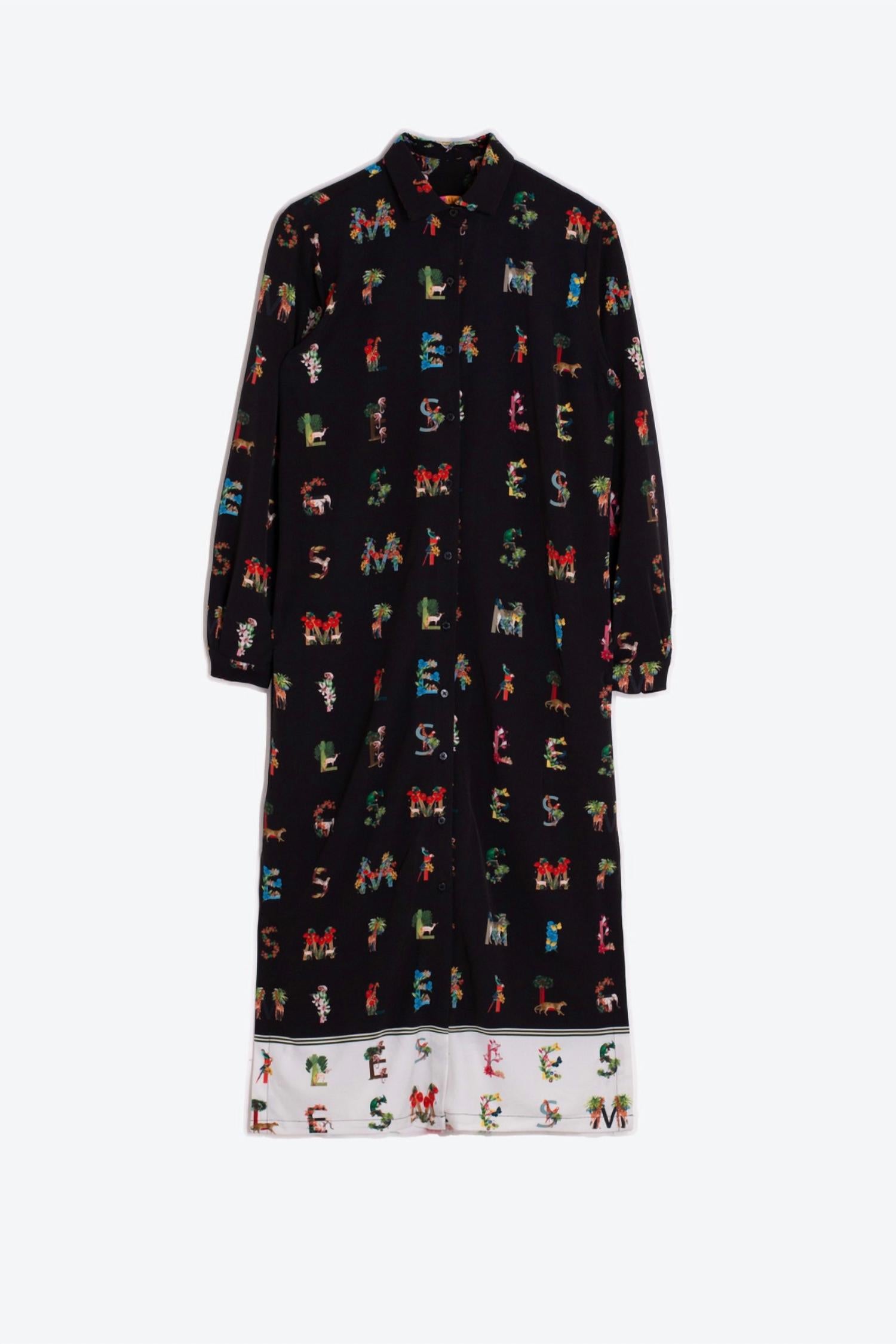 Vilagallo Women's Smile Shirt Midi Dress in black - women's dress