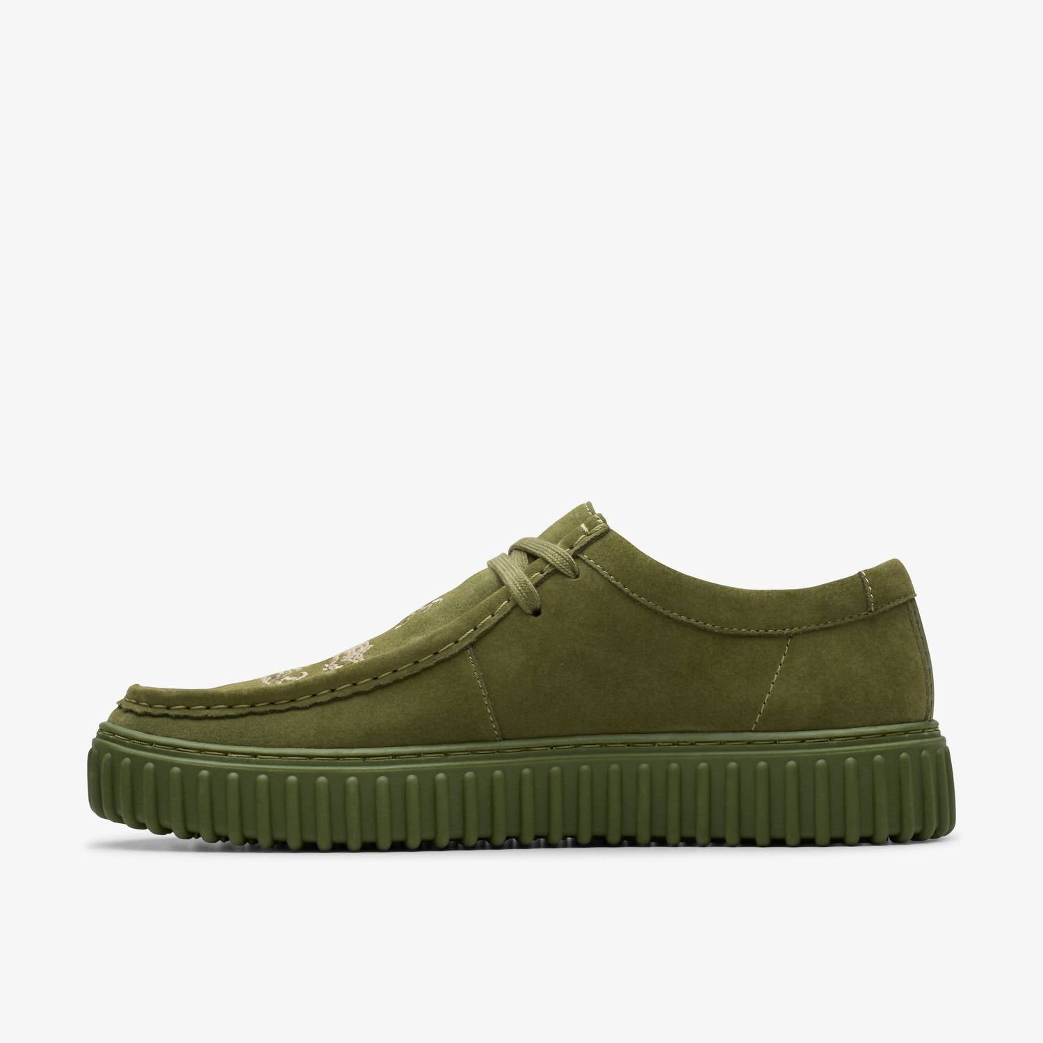Clarks Men's Pleasures Tornhill Drgnlo Shoe in olive suede - men's sneaker