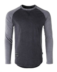 Zimego - Athletic Fit Baseball Retro Contrast Long Sleeve Raglan Tee