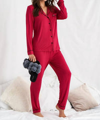 Pretty You London Scarlet Bamboo Pajama Set in red - women's intimate