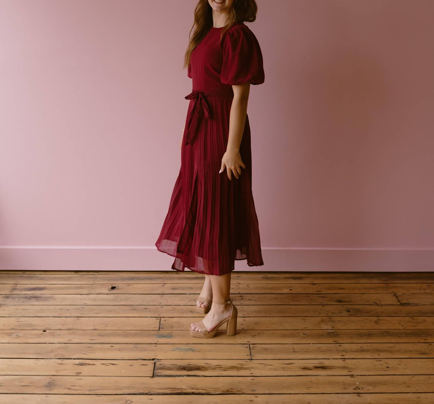 TCEC Brandi Midi Dress in burgundy - women's dress - view 4
