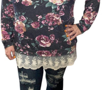 Honeyme - Floral Lace Hem Tee