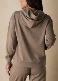 The Normal Brand Puremeso Everyday Hoodie in taupe - women's top - detail view